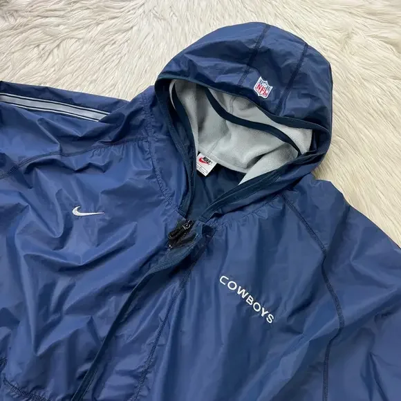 Vintage 90's Nike Men's L Dallas Cowboys Waterproof Parka Jacket Fleece Hood